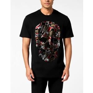 Philipp Plein Men's Black Skull Stones Round Neck T-Shirt Size S